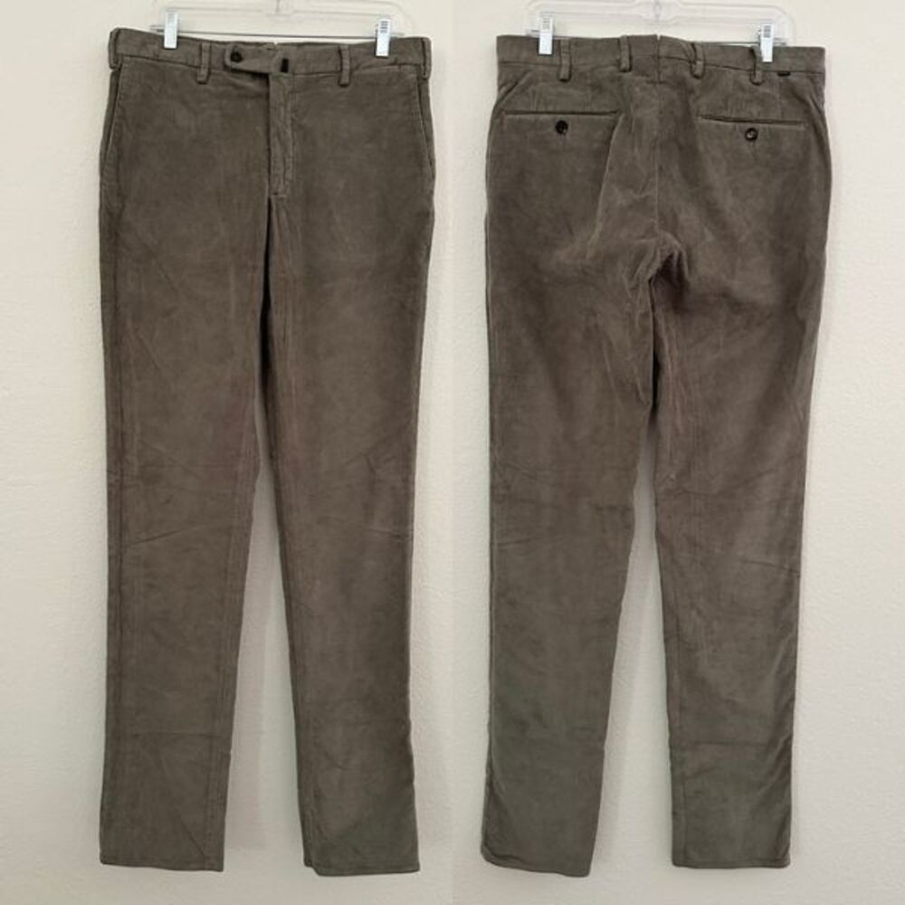 Incotex Slowear Corduroy Trouser Pants Gray Cotton Career Men's Waist 48 48x36